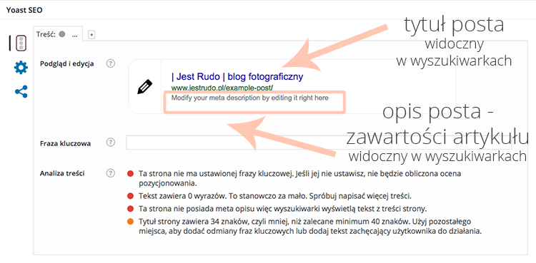 SEO optymalizacja posta wordpress