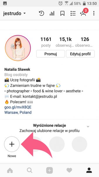 wyróżnione relacje - jak dodać na Instagramie